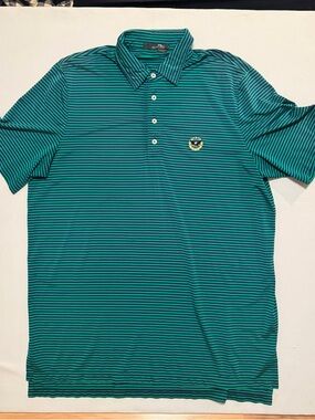 RLX Ralph Lauren Polo Golf Shirt Mens XL Green Striped Performance Stretch